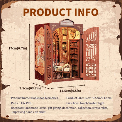 "Bookstore Memories" DIY Miniature Book Wooden Bookshelf Decoration